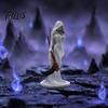 Literary Art Collectible Lady Reaper Hooded Figure Sculpture, Gothic Grim Statue with Sickle, Bay Window Ornament 3D Printed Robe Women Figurine