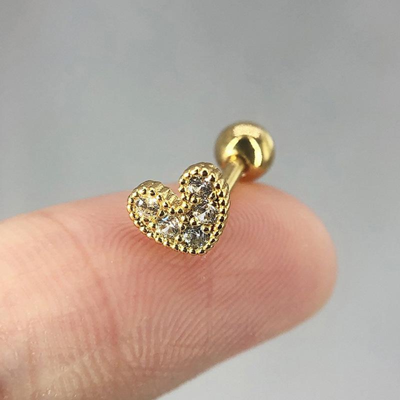 Heart Earrings for Women Dainty Helix Piercing Trend 2024 Silver Color Zircon Tragus Daith Lobe Cartilage Ear Studs Body Jewelry