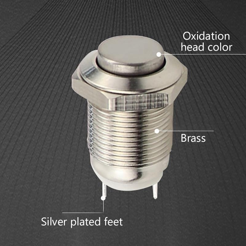 1pc 12 MM Self-locking Metal Push Button Switch Reset Start Stop Round High Normally Open/Normally Closed Head