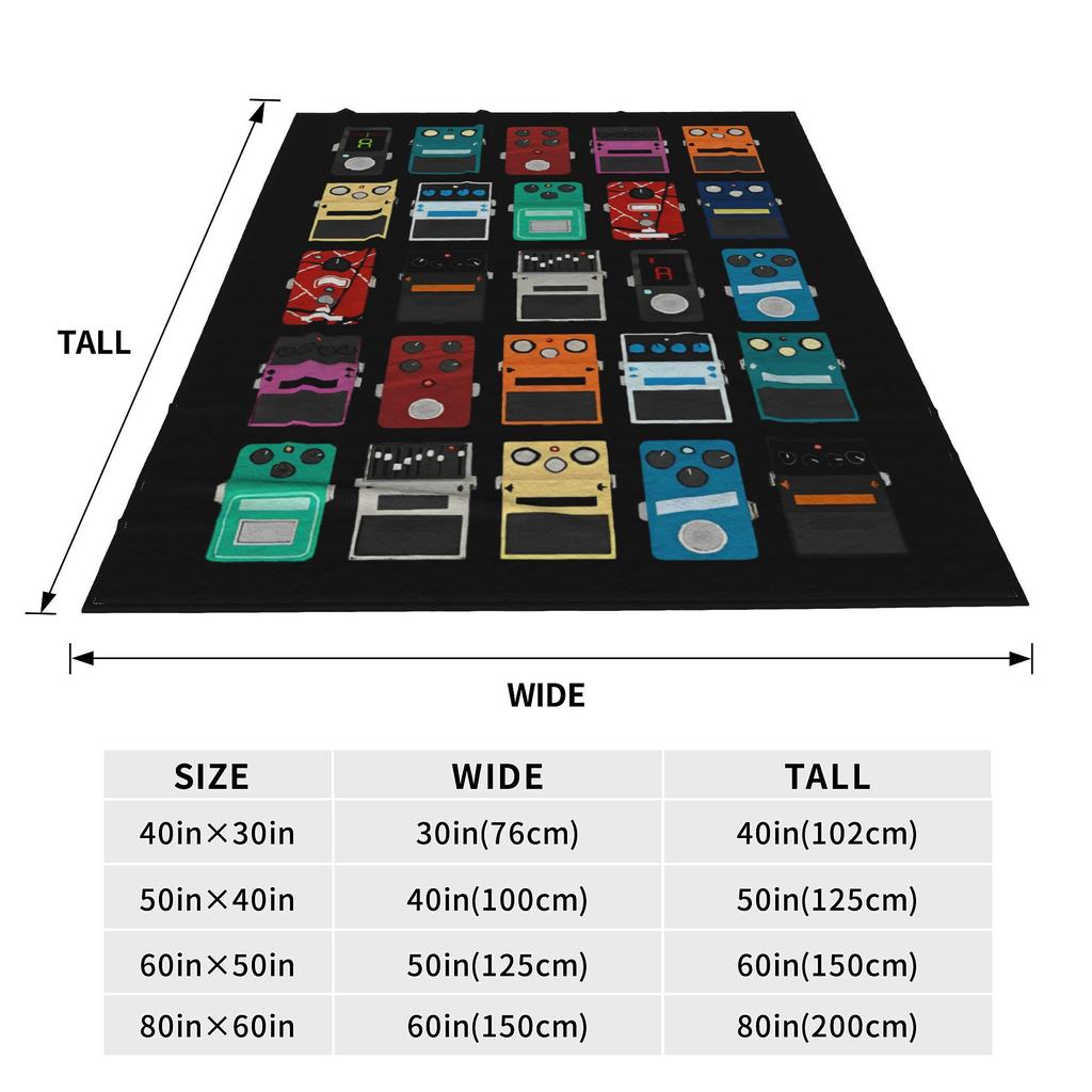 Guitar Bass Pedal Board Throw Blanket for Couch Guitarist Musician Soft Cozy Plush Blanket Multi-size for All Seasons
