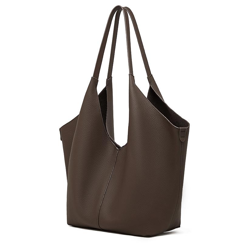 

HIFASHION Genuine Leather Women Tote Bags 2026 Trend Large Capacity Soft Hobo Underarm Shoulder Purses Daily Use Travel Handbags кавовий