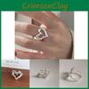 Trendy Heart Shaped Adjustable Ring For Women Stylish Geometric Copper Accessory