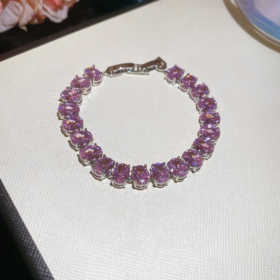 Europe and the United States Hot-selling Color Oval Love Zircon Bracelet Light Luxury Bracelet Personalized Jewelry Women