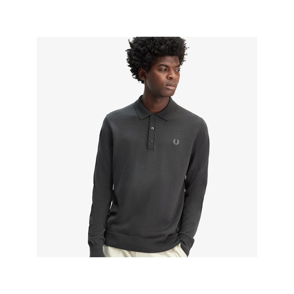 Fred Perry [sharp] Long Sleeve Classic Knit Shirt   Night Green Afpm2434535 T61 qzgAfpm2434535 T61