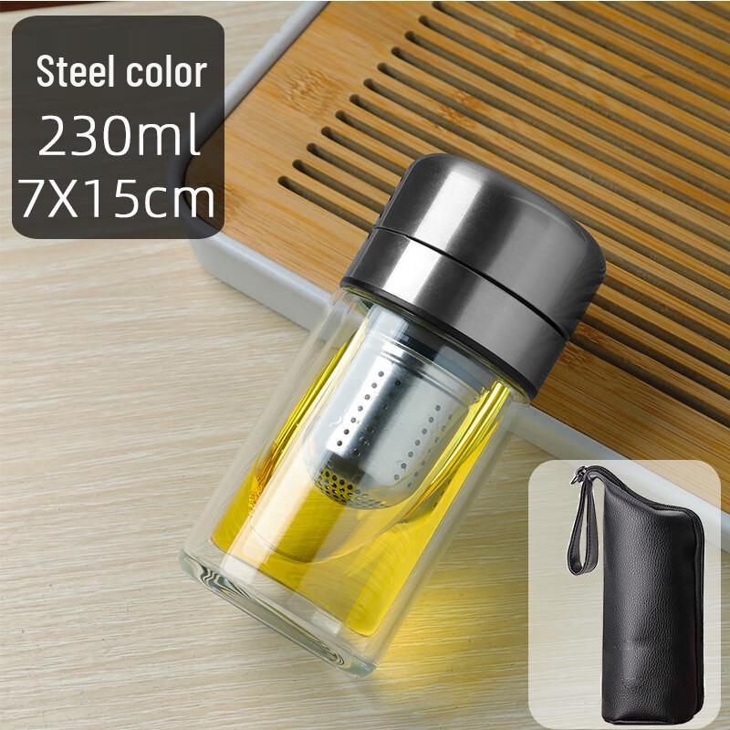 FAWLES Portable Double-Wall Glass Tea Infuser Bottle