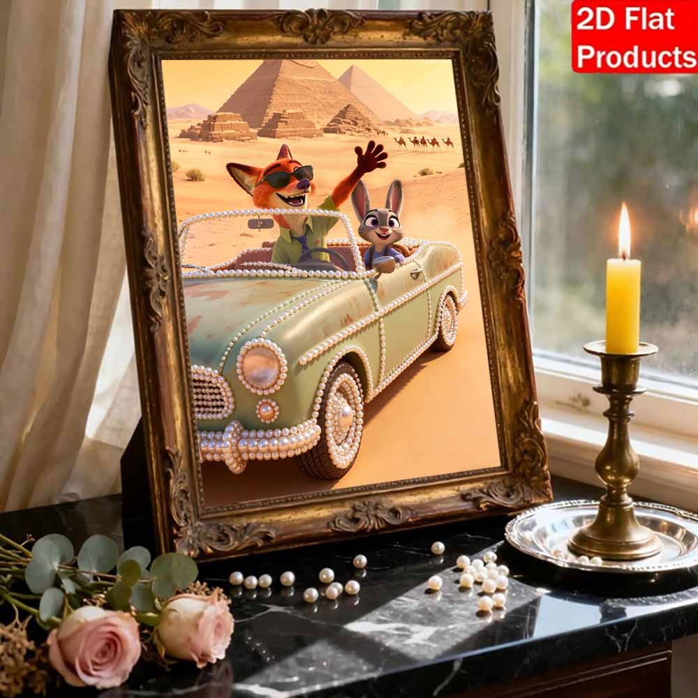 Disney Pearl Painting Zootopia Nick and Judy Handmade DIY Pearl Gem Painting Pictures Crafts Special Shape Home Wall Decoration