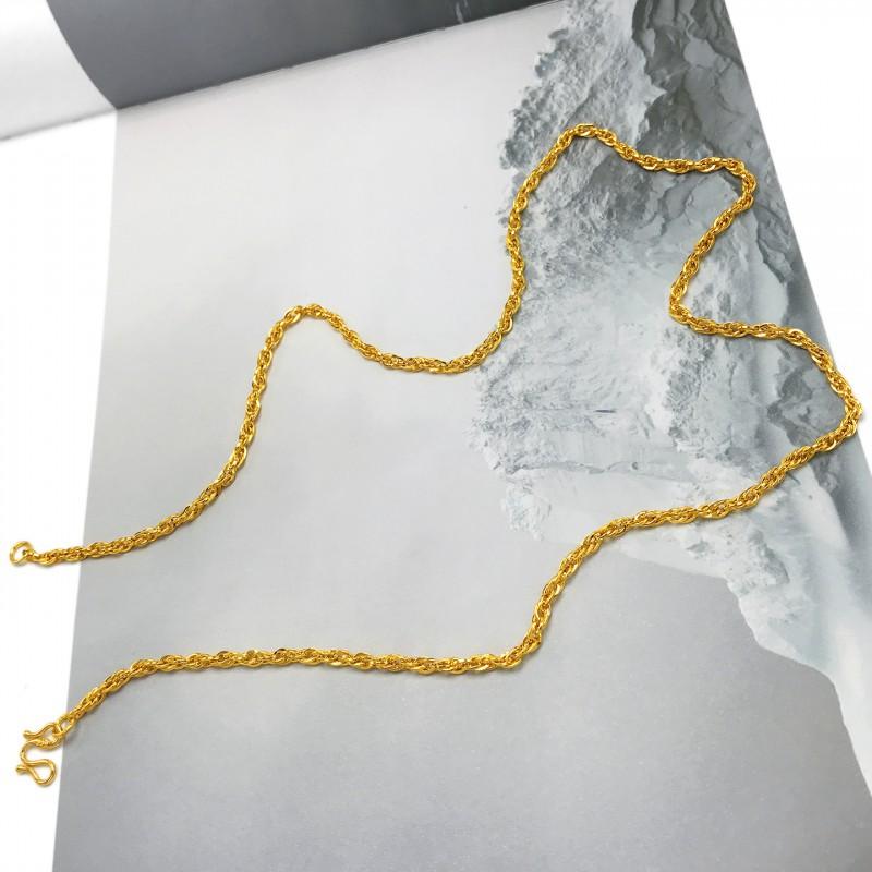 Women Men Gold Plated Twisted Rope Necklace Classic Versatile Water Wave Chain Jewelry