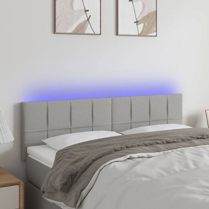 VidaXL Tête de Lit à LED Meuble de Chambre à Coucher Accessoire de Lit Double Tête de Cadre de Lit Intérieur Gris Clair 3121610