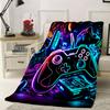 Video Game Gamer Gaming Throw Blanket Neon Glow Video Game Controller Design Soft