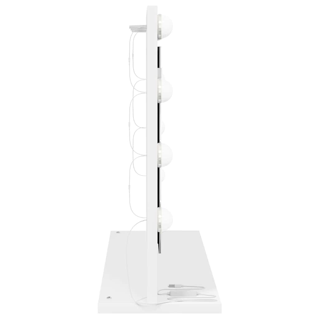 White Washbasin Mirror 60 x 45 x 18 cm Glass and Veneered Wood