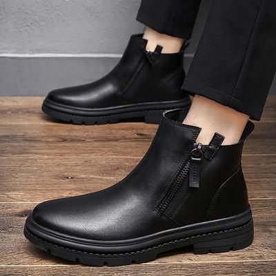 Neue Mode für Herren Chelsea Boots Schwarze Mid-Top Freizeitschuhe Handgefertigte Stiefeletten aus echtem Leder für Männer Warme Winterstiefel
