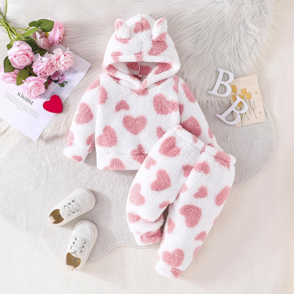 Printed Bear Furry Boys' Popular Hooded Two-Piece Set