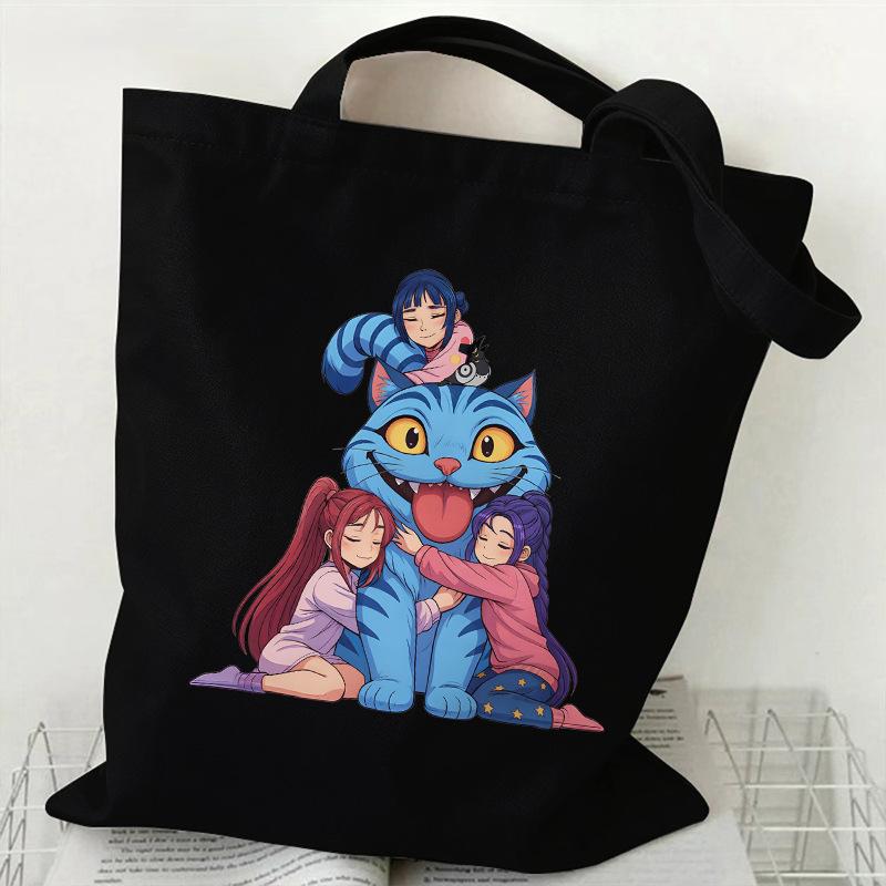 Spot KPOP Demon Hunter Group Printed Canvas Bag Student Daily Trend Handbag Shopping Bag