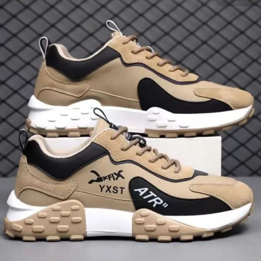 Forrest Gump shoes autumn and winter new low-top sports shoes thick-soled lace-up leather surface