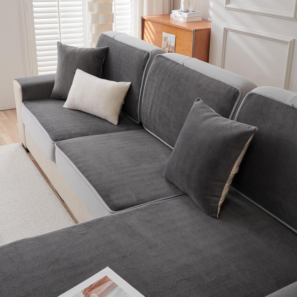 Milk Fiber Herringbone Pattern Sofa Cover All-Inclusive Universal Non-Slip Sofa Cushion Four Seasons Universal Cover Cloth