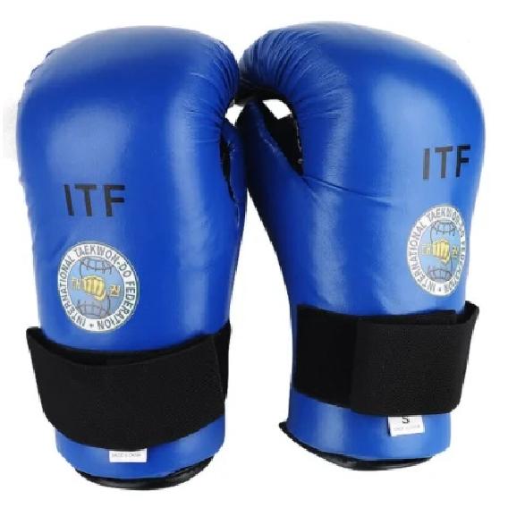 Taekwondo Red/Blue ITF Taekwondo PU Leather Gloves Foot Guard Ankle Gloves Martial Arts Karate Training Protector Equipment