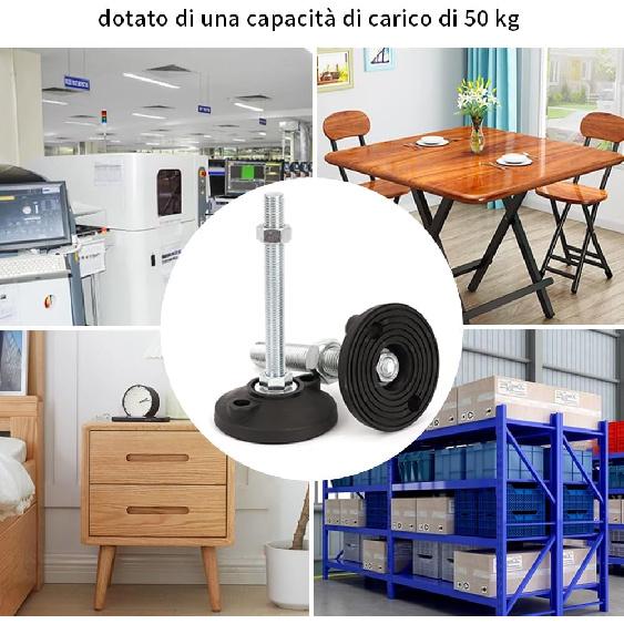 BORDSTRACT Rubber Base Levelers, 2 Pcs M6 Adjustable Furniture Legs, Threaded Metal Leveling Feet, Easily Adjustable Furniture Levelers, for All