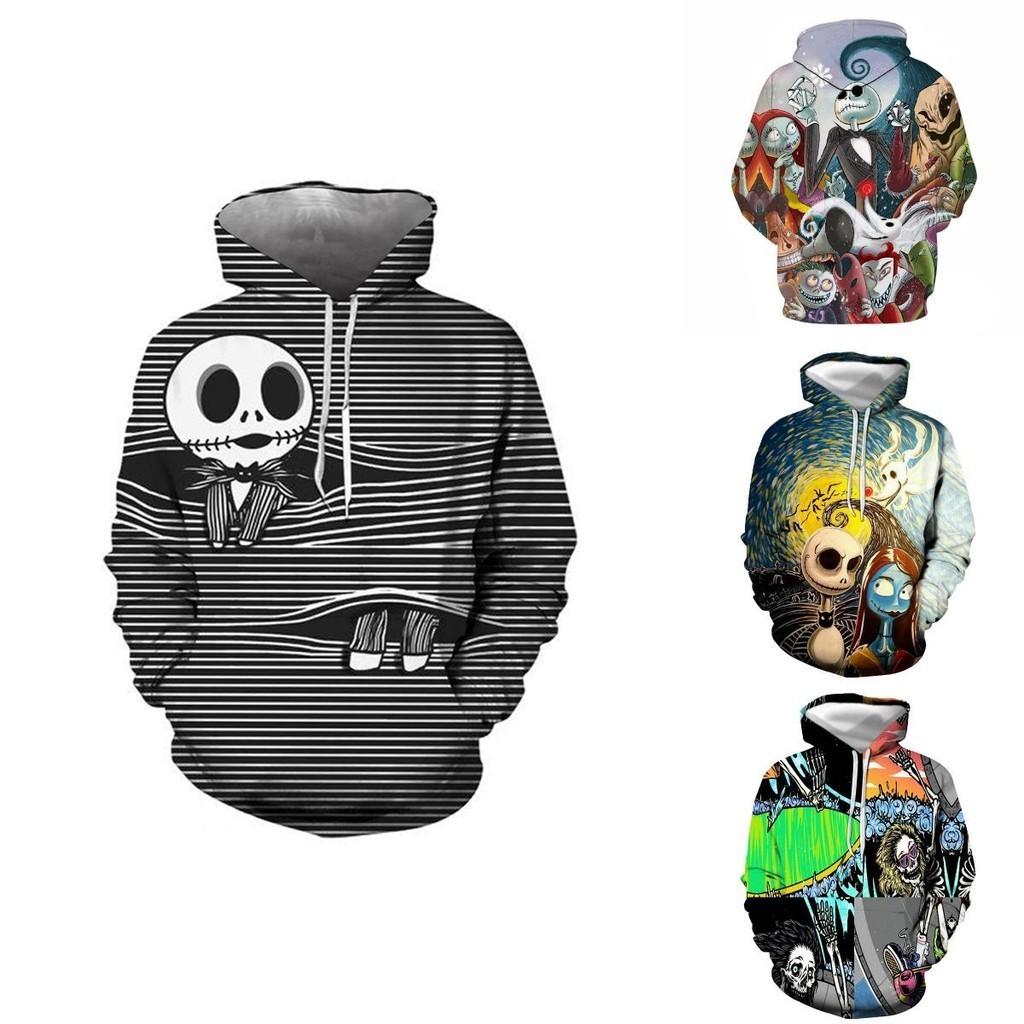 Nightmare Before Christmas 3D Geprint Hoodie Jack Jack Sally Kostuum Stijl