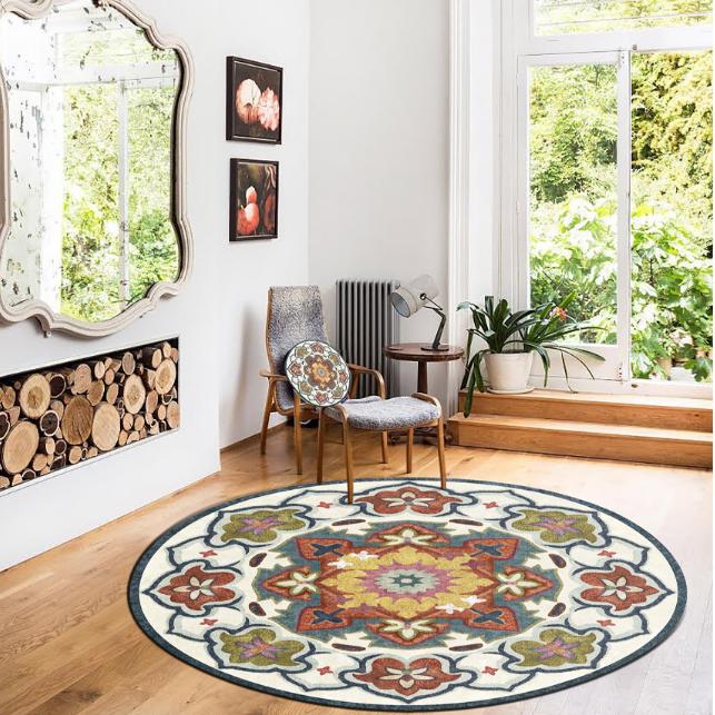 Moroccan Style Living Room Decoration Round Carpet Large Area Rugs for Bedroom Home Rocking Chair Floor Mat Washable Lounge Rug