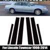 6Pcs Fit For Lincoln Towncar 1998-2014 Glossy Black PC Material Mirror Effect Car Door Window Center Middle BC Pillar Post Column Cover Trim