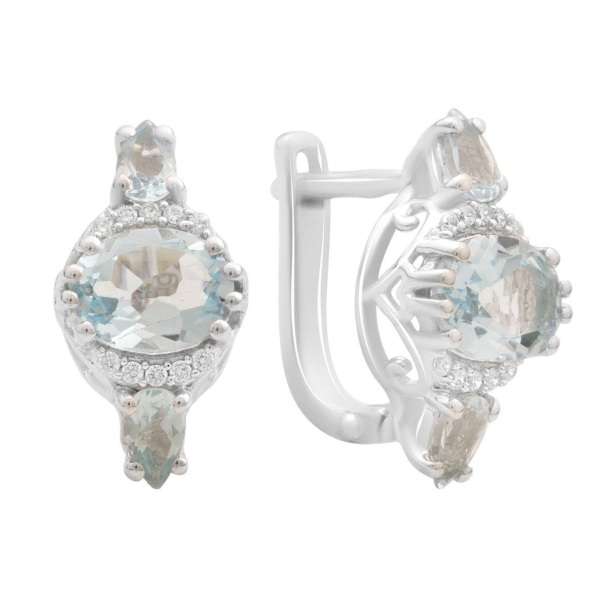 

Silver earrings with natural topaz 4.108ct (2188285) небо синє світло кольору