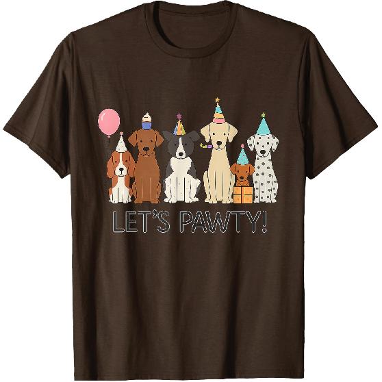 Let’s Pawty Cute Dogs Party Celebration T-Shirt