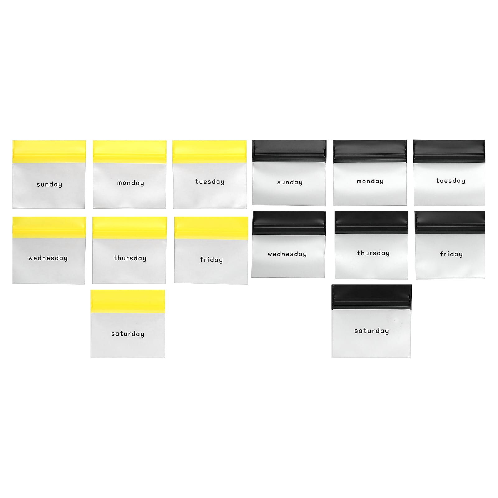

Reusable AM/PM 7-Day Pill Pouch Set, Black and Yellow, Set of 1