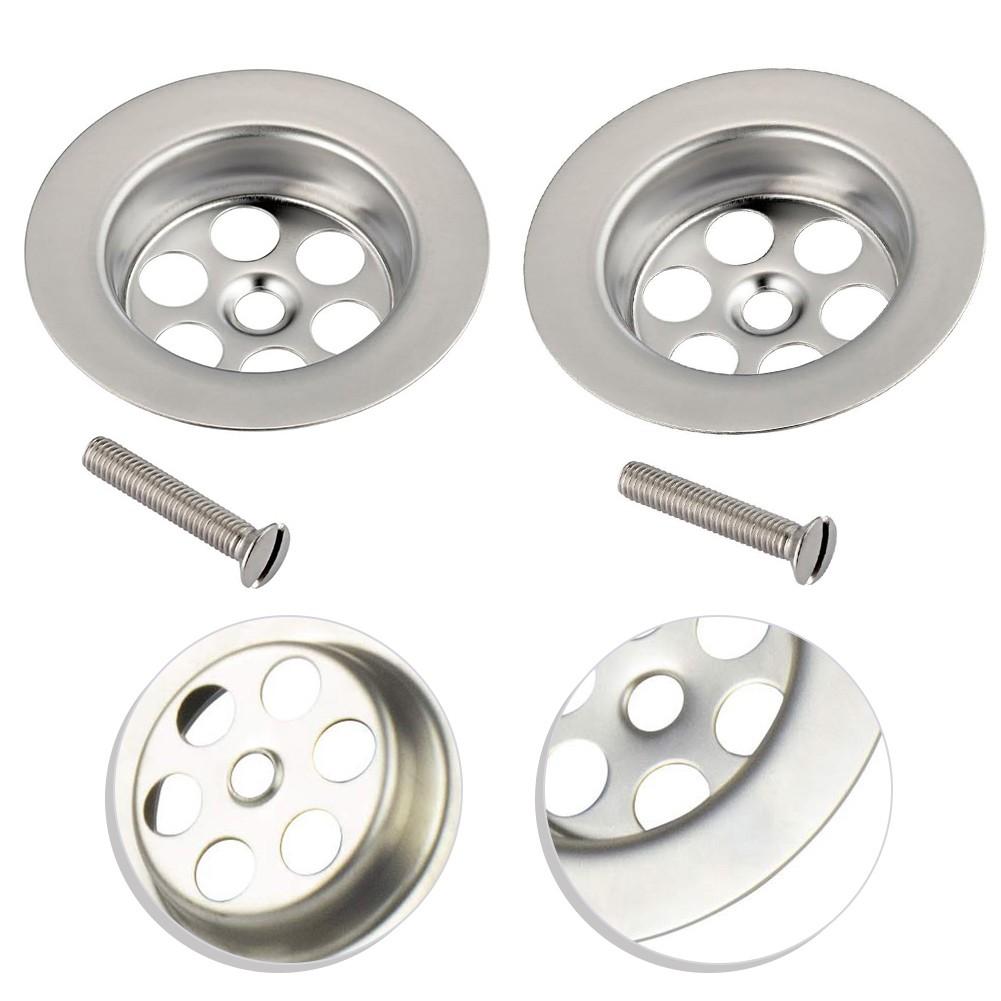 2 Set Bath Hole Spare With Screw 70mm Silver Lids + Screws Stainless Steel