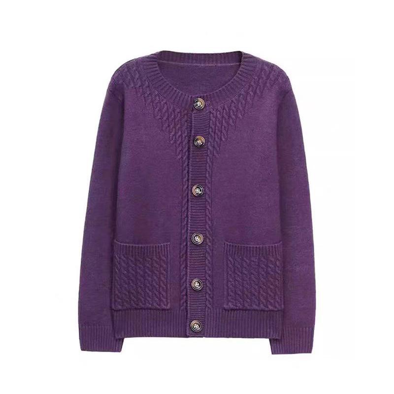 Maglione Cardigan Abbigliamento Donna Autunno Inverno Giacca Girocollo Maniche Lunghe Maglione Lavorato a Maglia Largo Versatile Top da Donna Cappotto