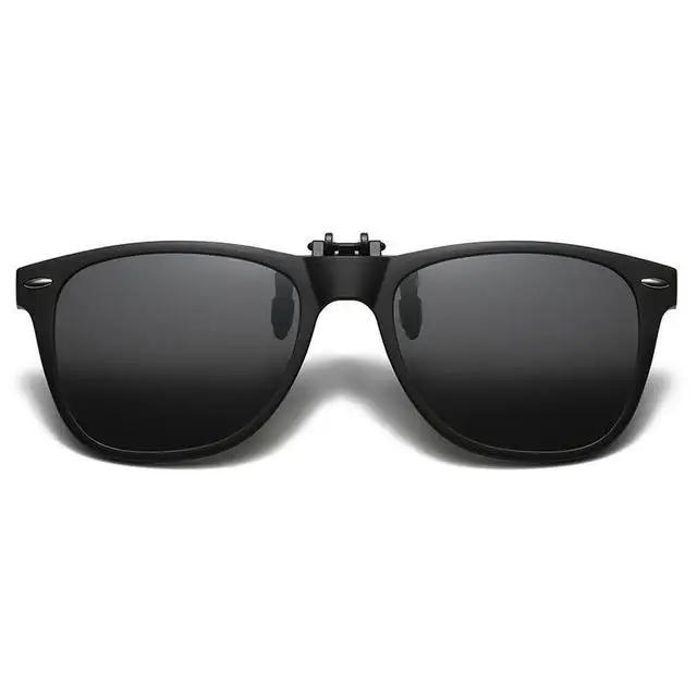 Clip On Sunglasses Men Vintage Square Glasses Anti Glare Night Vision for Car Driving