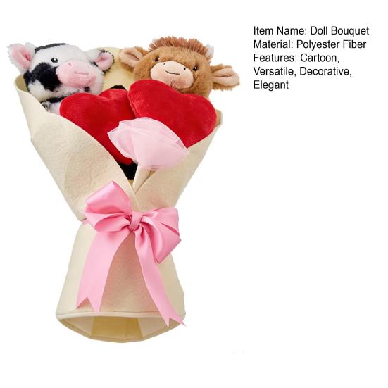 Valentine's Day Plush Toy Bouquet Cute Stuffed Animal with Flower Arrangement Gift for Girlfriend Wife Birthday Anniversary Festive Supplies