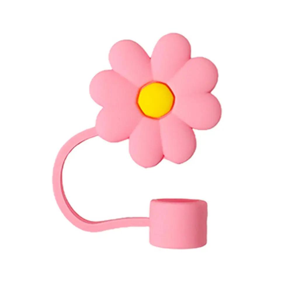 Tapa para Pajita con Forma de Flor de 10 mm/0,4 pulgadas Compatible con Vaso Stanley de 30 y 40 Oz Tapa de Pajita de Flor de Silicona Suave
