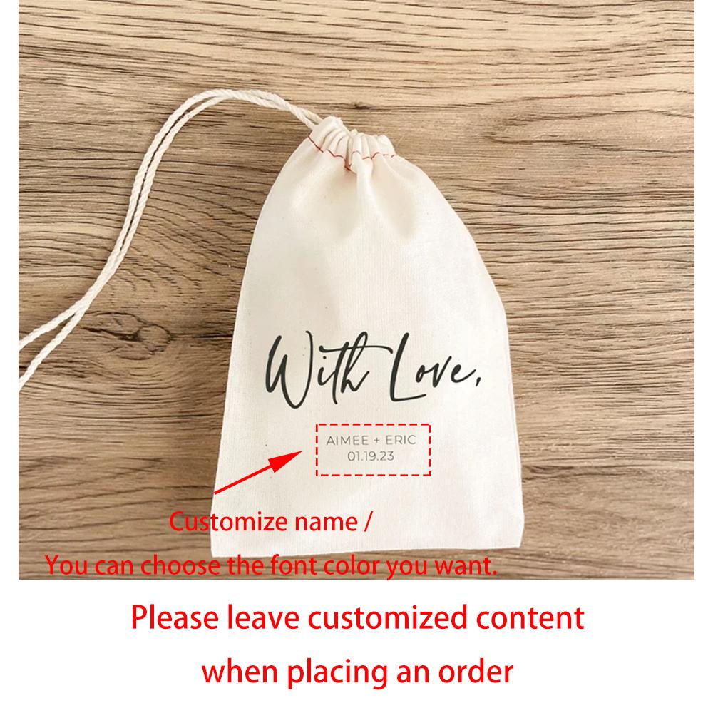 Personalized 5Pcs Wedding Favor Treat Bags Bridal Shower Wedding Anniversary Engagement Guest Favors Bachelorette Party Decor