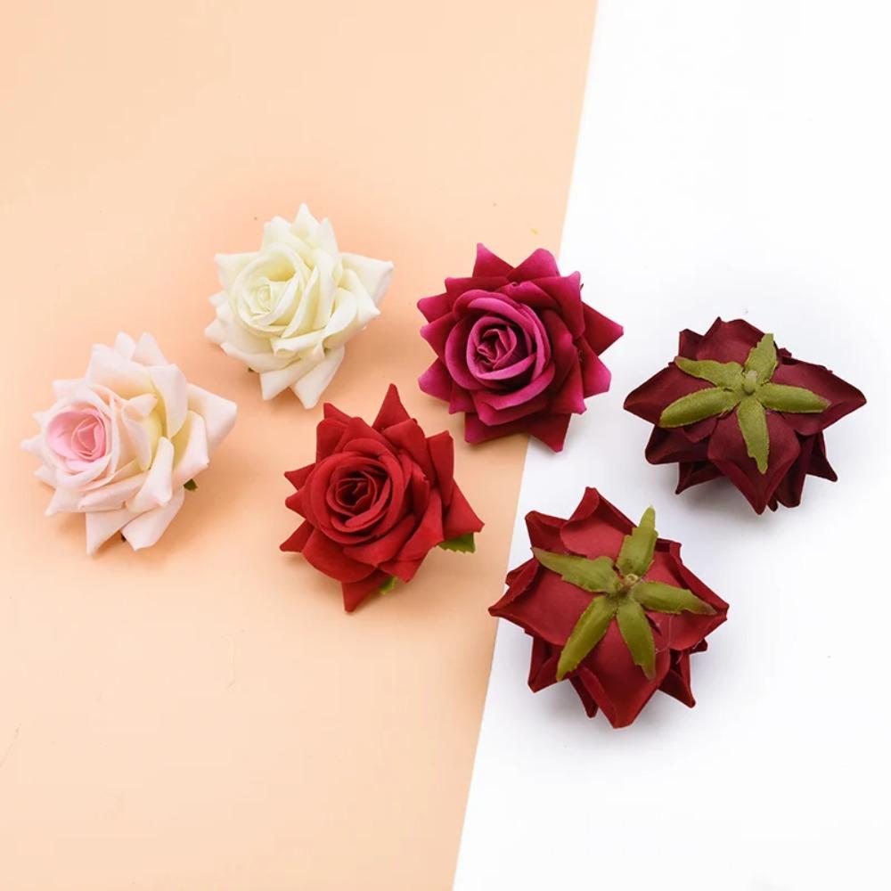 Real Touch Artificial Roses Flowers 10CM Fake Flowers Silk Roses Head  Party Wedding Decor