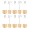 10Pcs Photo Holder Metal Clip Stand Note Message Card Picture Solid Wood Base Craft