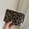 Vintage Leopard Print Mini Corduroy Bag Unisex Portable Travel Storage Pouch for Coin Key Earphone Lipstick Sanitary Pad