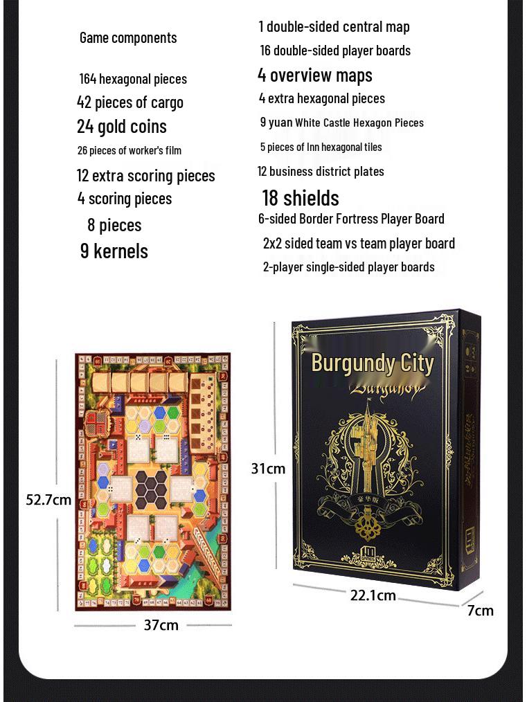 Burgundy Castles: High-Quality Chinese Edition Strategy Table Game with Expansion Map
