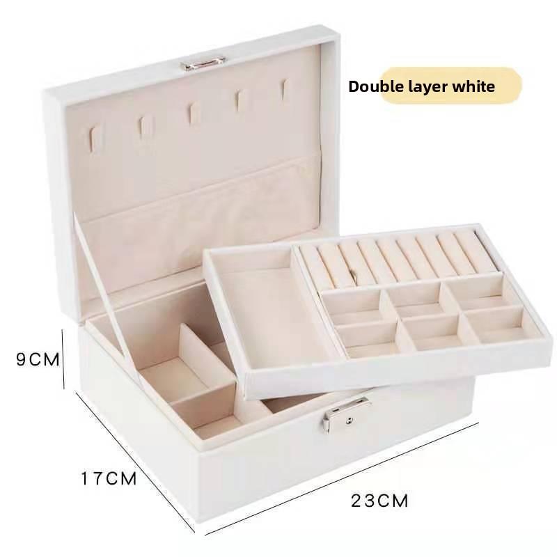 

Double-layer PU leather jewelry storage box Large capacity jewelry box Earrings Necklace storage box Bracelet box S белый