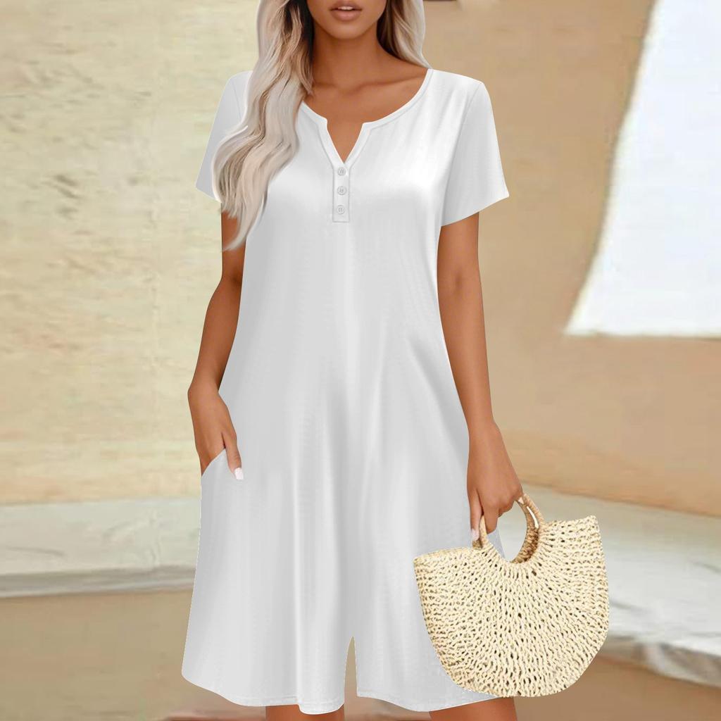 Womens Casual Short Sleeve Jumpsuit Fashion Top Jumpsuit Shorts Rompers With Pockets