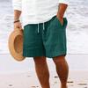 2023 Men's Hot-Selling Cotton Linen Drawstring Beach Shorts