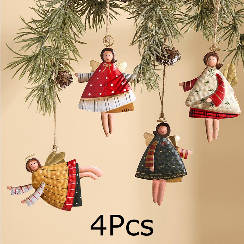 

1 шт./4 шт. Ангел Рождественский Жестяной Подвесной Ретро Декор Подвеска Праздничное Украшение Жестяная работа 4pcs