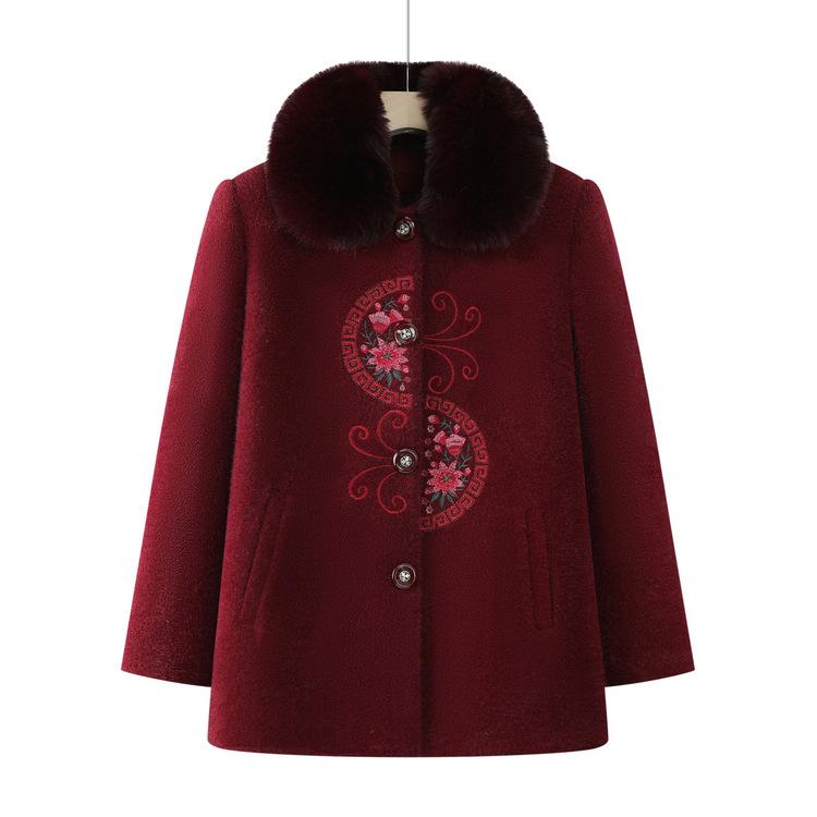 Abrigo de Lana de Visón Espesado con Terciopelo Invierno de la Abuela Nuevo Estilo Abrigo de Algodón para Madre Abrigo de Otoño e Invierno para Mediana Edad y Ancianos