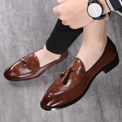 Módní 2024 Mokasíny Pánské Boty Klasické Business Casual Svatba Večírek Denní Retro Kulatá Špička Třásně Imitace Semiš Jednobarevné Společenské Boty