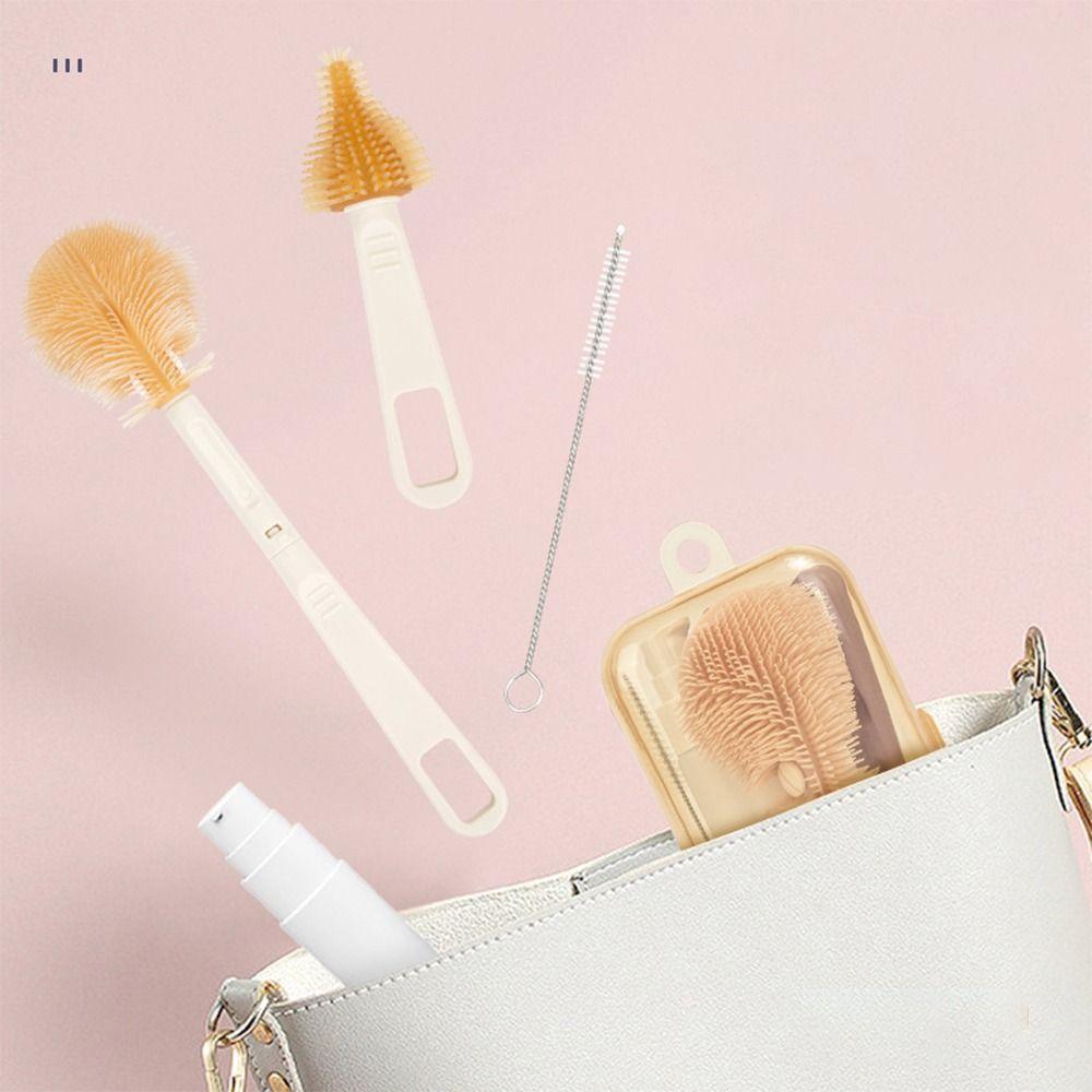 Silicone Baby Pacifier Brush Set 2Colors Nipple Brush New Bottle Soap Dispenser  Travel