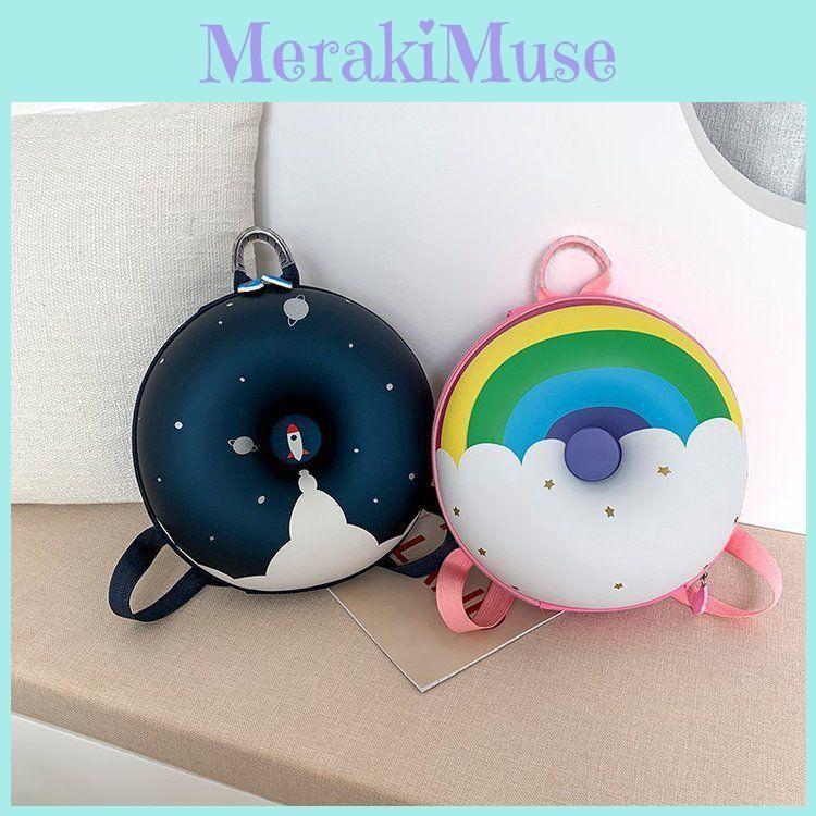 Cartoon Rocket Donut Backpack Boy Girlrainbow Schoolbag Waterproof Breathable