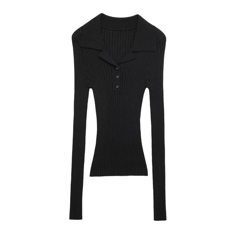 TAOP&ZA Women's Spring Knitwear: Commuting Style Turn-Down Collar Long Sleeve Sweater