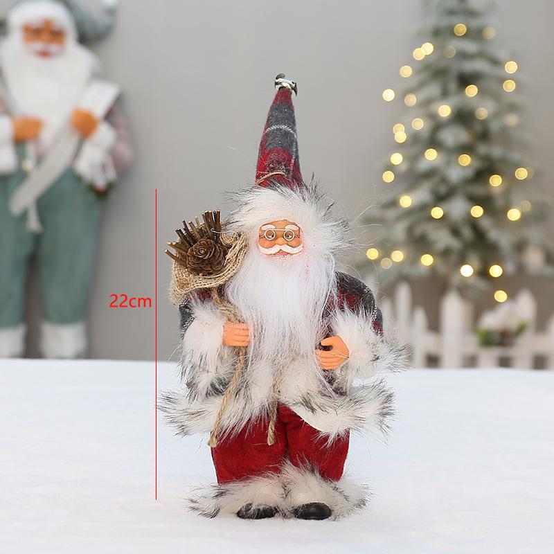 Christmas Day Ornament 22cm Santa Claus 9 Inch Backpack Standing Santa Doll Ornament