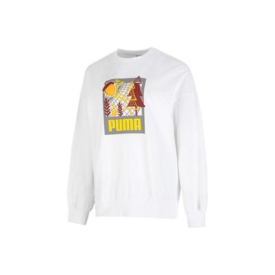 FF Bubble Sleeve Crew Sweatshirt With Logo Women Tops White 538779-02