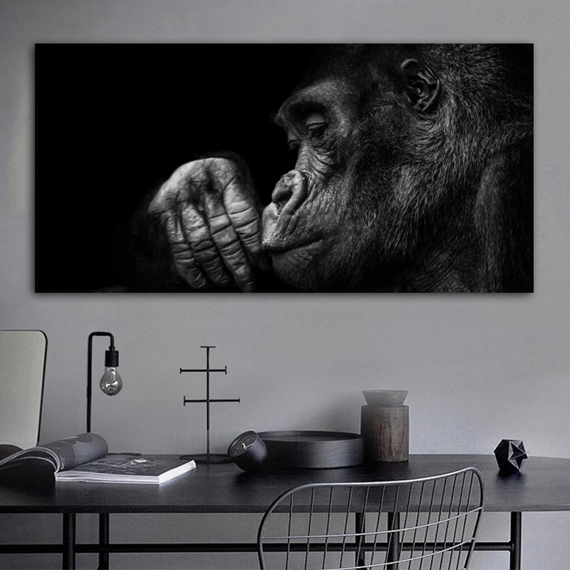 Gorilla Monkey Leopard Tiger Animal Canvas Painting Black And White Wall Art Picture For Living Room Modern Poster Home Decor