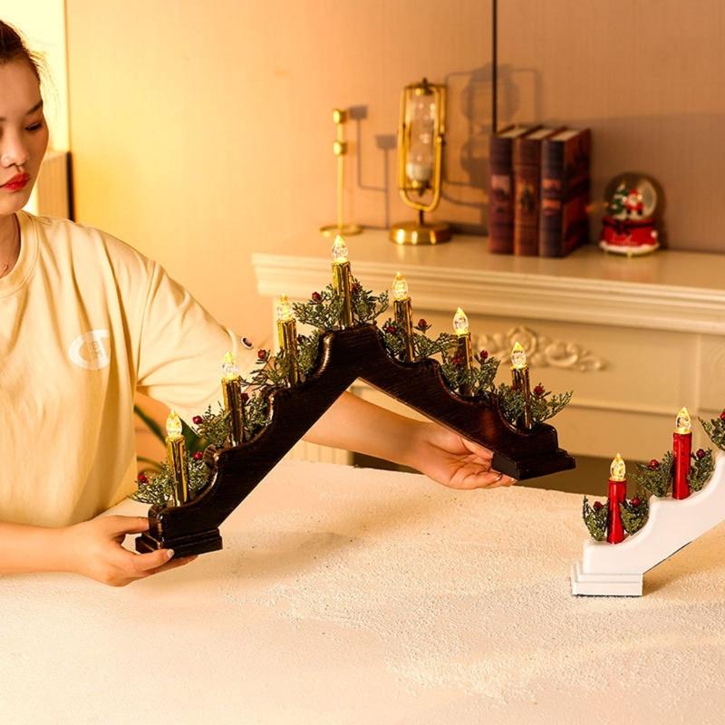 Festival Candle Light Holder for Christmas Decoration Elegant Finish, Double Power Option for Festival Home Holiday